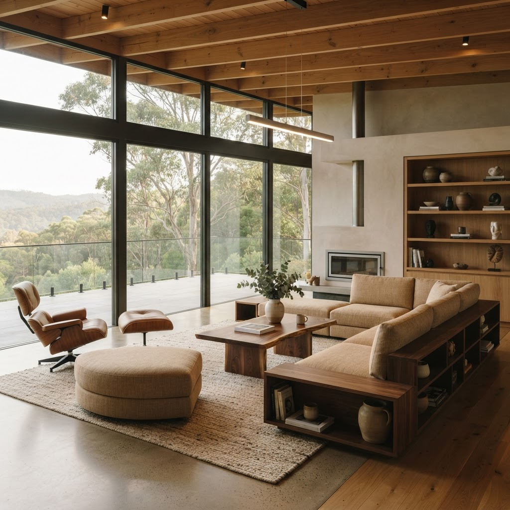 Warm contemporary Indian living room interior design